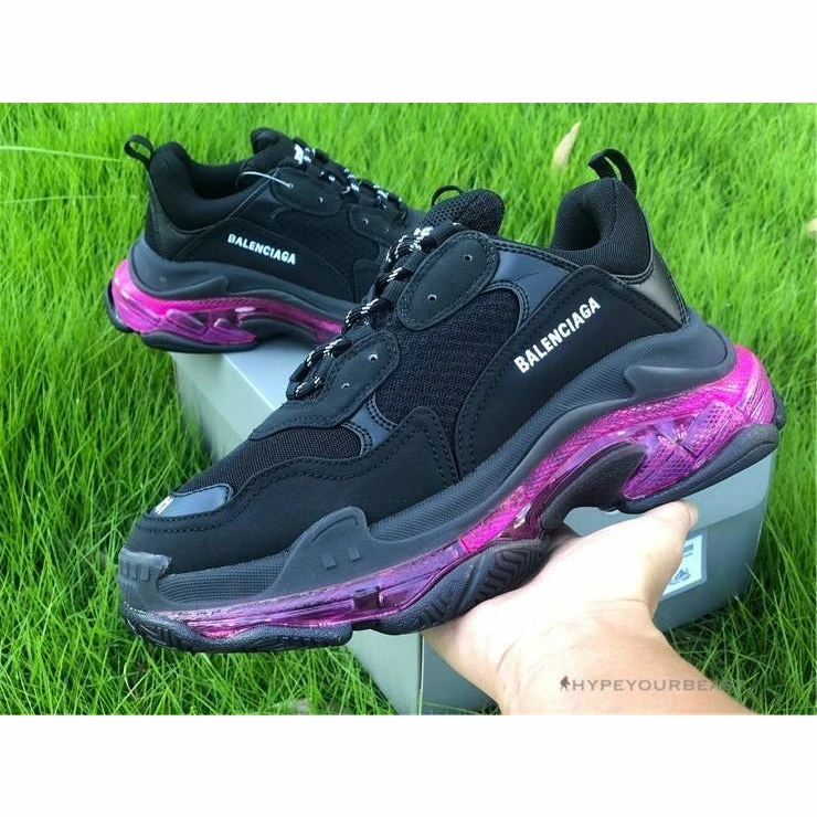 BCG Triple S Clear Sole – Black Pink Neon