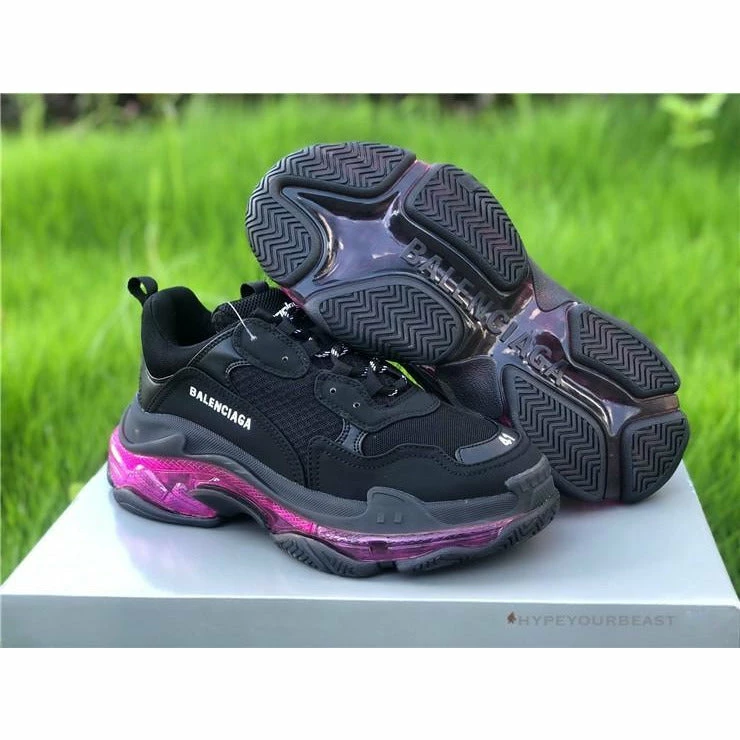 BCG Triple S Clear Sole – Black Pink Neon