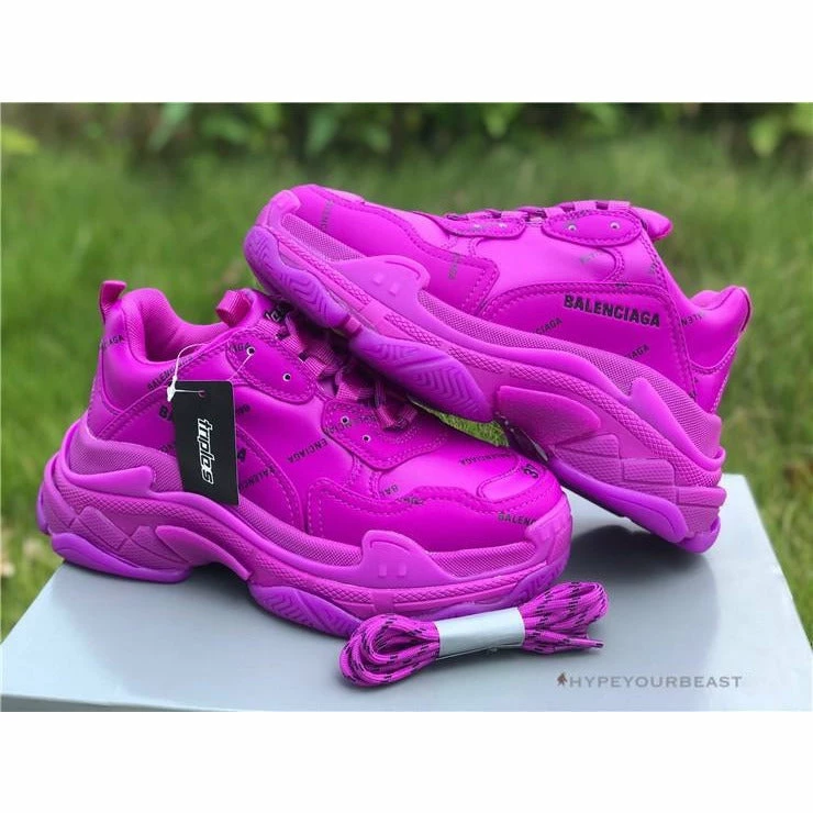bcg triple s all over logo pink Ba*len*cia*ga