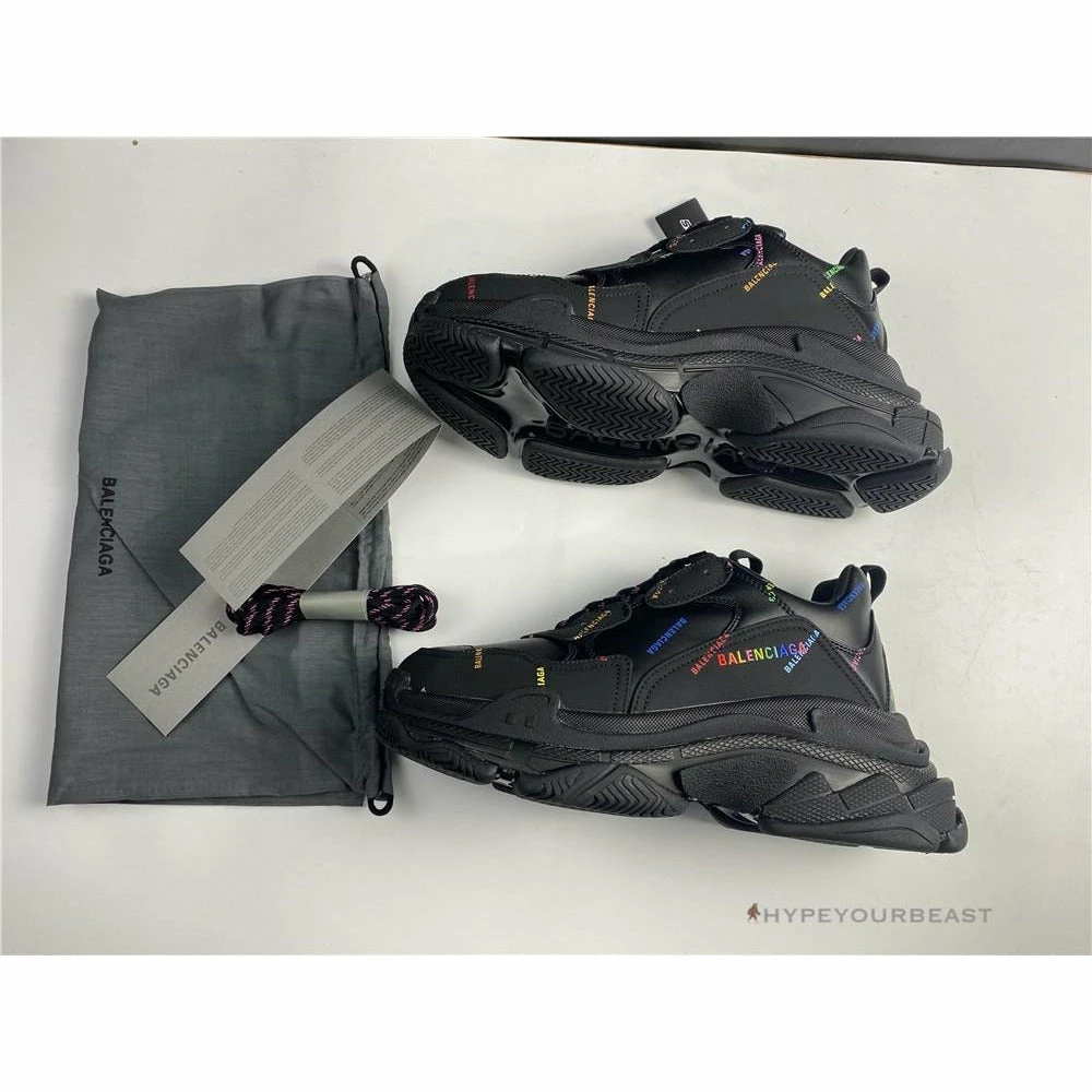 bcg triple s all over logo black rainbow Ba*len*cia*ga triple s