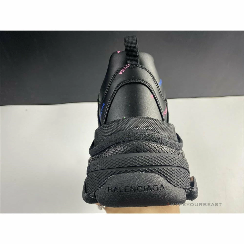 bcg triple s all over logo black rainbow Ba*len*cia*ga triple s