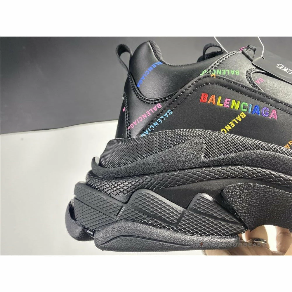bcg triple s all over logo black rainbow Ba*len*cia*ga triple s