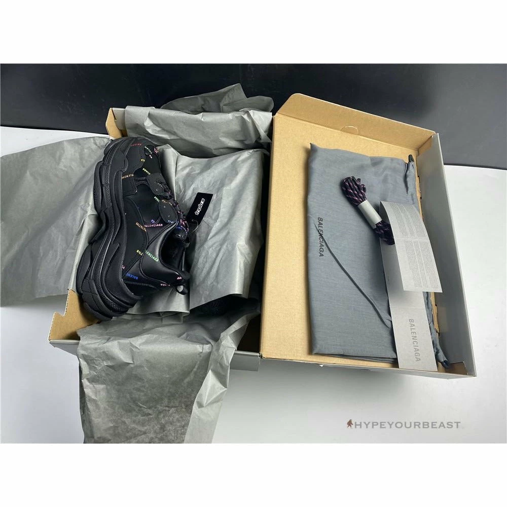 bcg triple s all over logo black rainbow Ba*len*cia*ga triple s