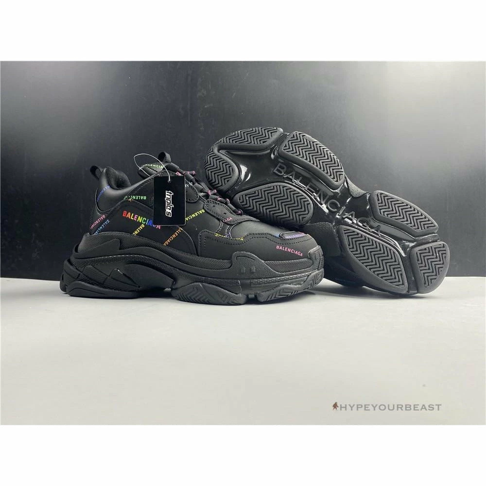 bcg triple s all over logo black rainbow Ba*len*cia*ga triple s