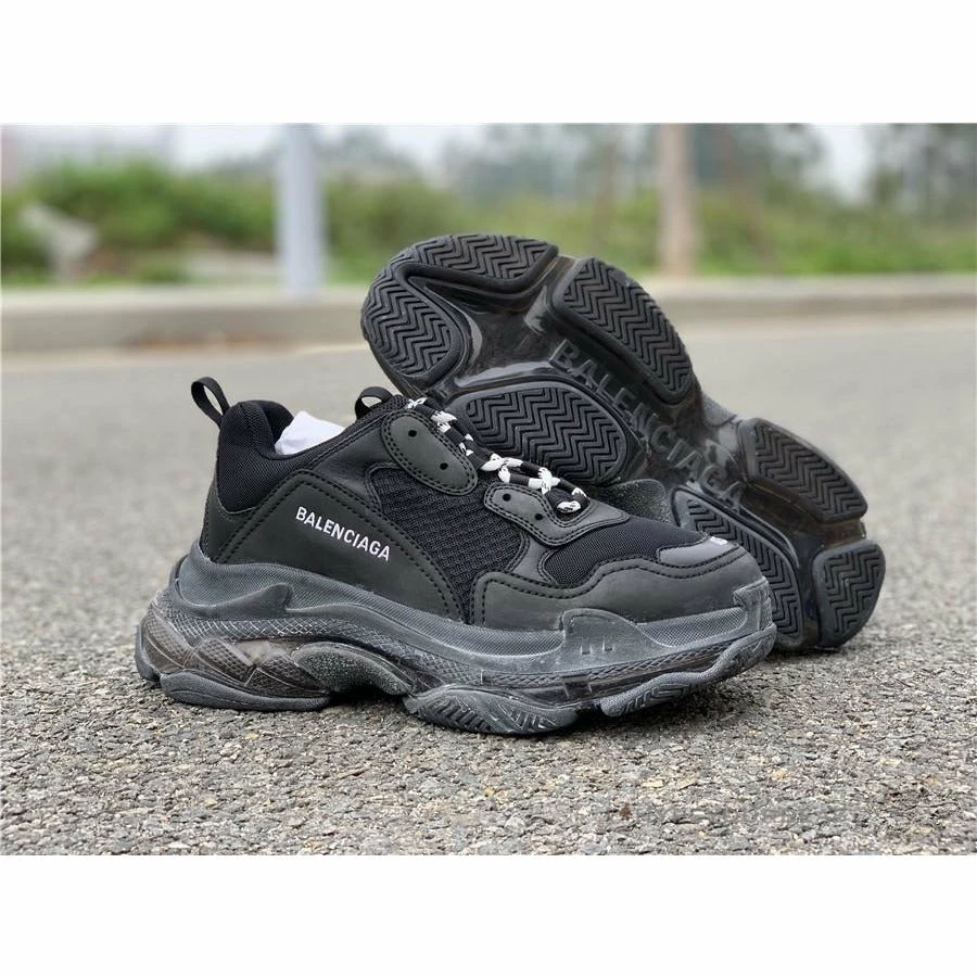 Ba*len*cia*ga bcg triple s black / clear sole