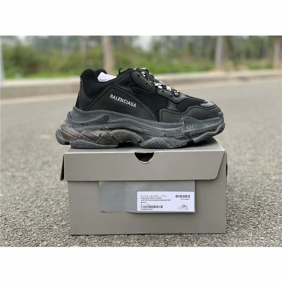 Ba*len*cia*ga bcg triple s black / clear sole