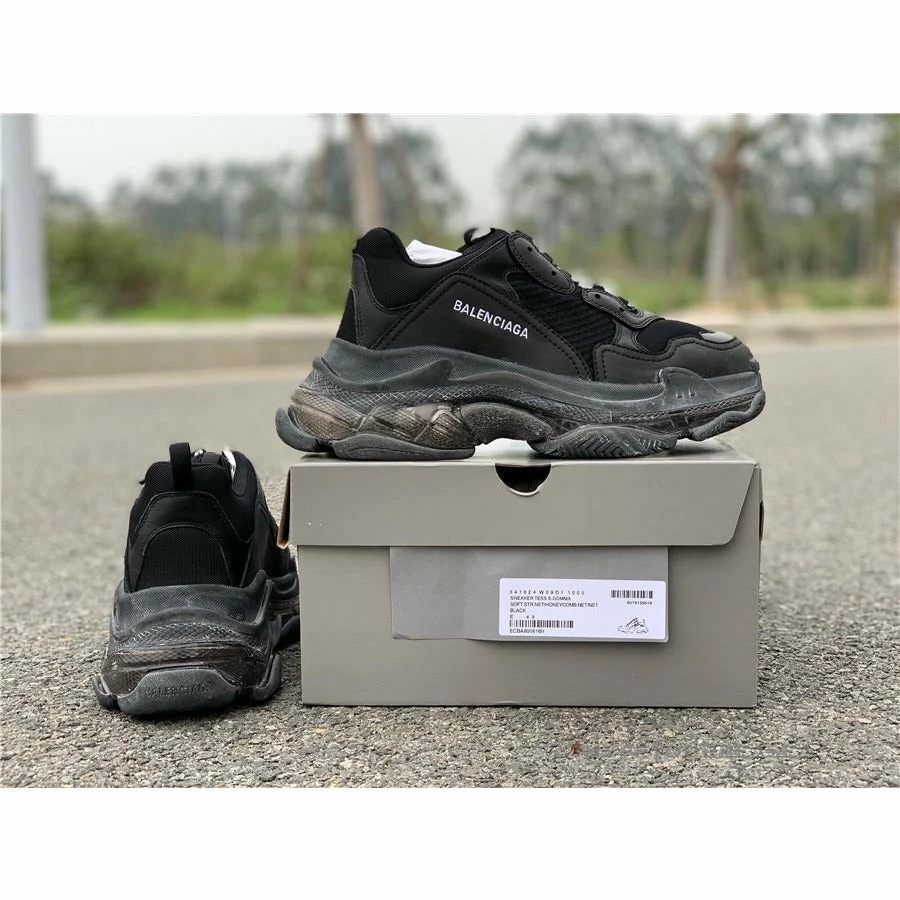 Ba*len*cia*ga bcg triple s black / clear sole