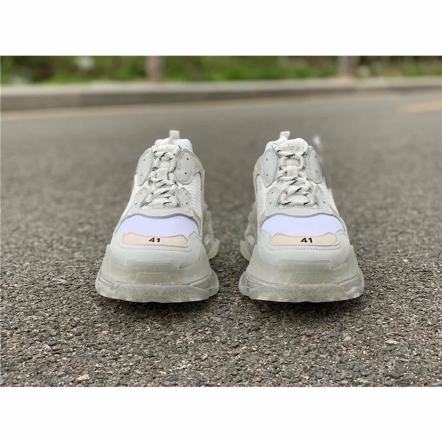 Ba*len*cia*ga bcg triple s white / clear sole