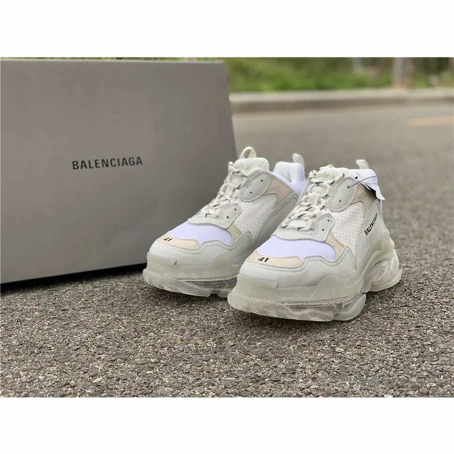 Ba*len*cia*ga bcg triple s white / clear sole