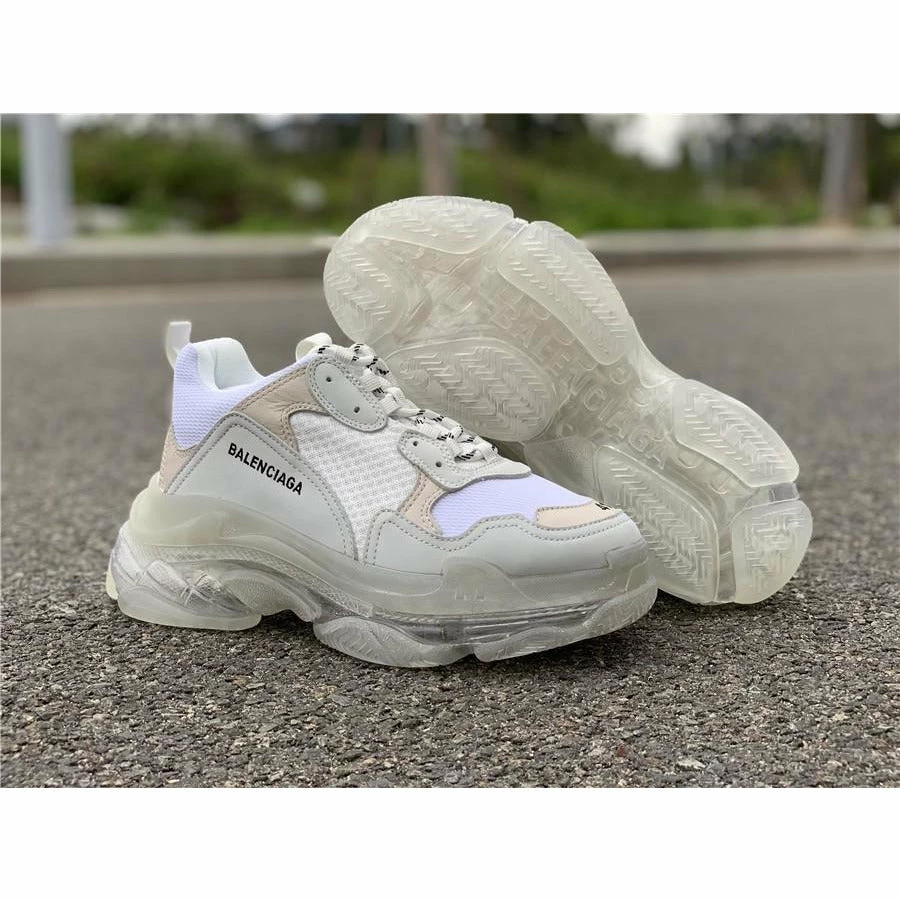 Ba*len*cia*ga bcg triple s white / clear sole