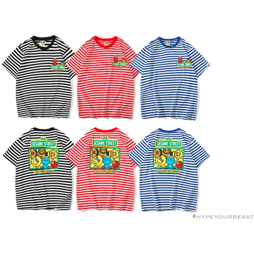 BAPE Baby Milo Sesame Street Striped Tee Shirt ‘RED’