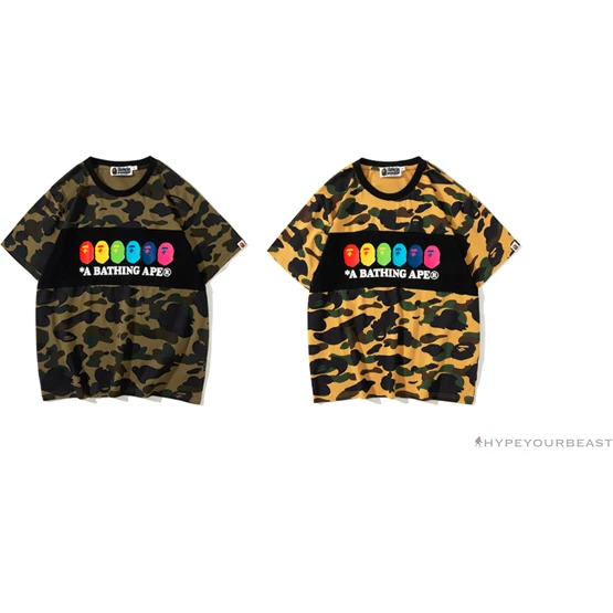 Clothes BAPE KIDS Color Ape Head Camouflage Tee Shirt ‘YELLOW’
