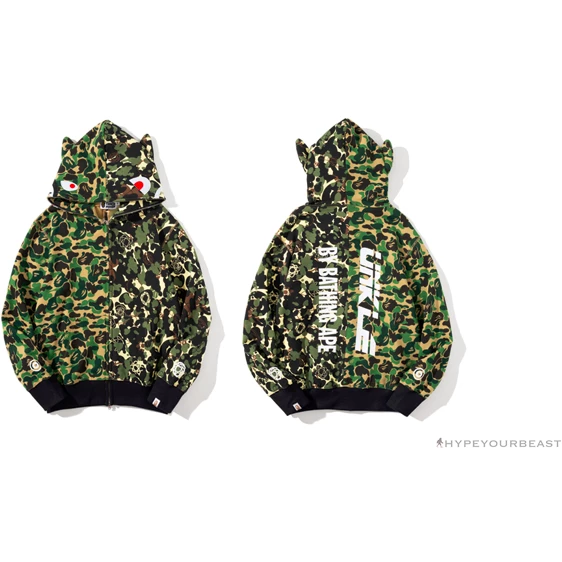 BAPE X UNKLE Camouflage Green Belt Ear Hoodie Clothes
