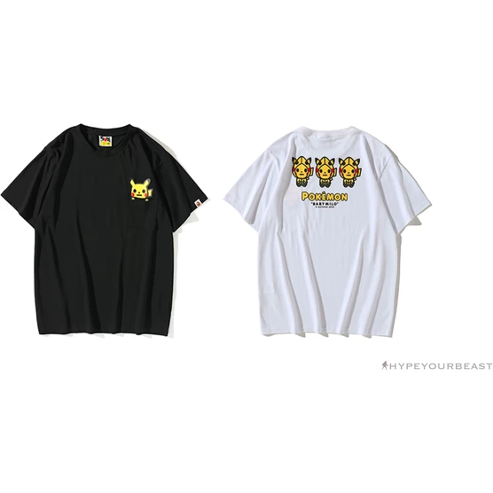 Clothes BAPE Baby Milo Pocket Pikachu Tee Shirt ‘WHITE’