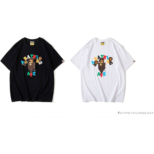 BAPE Baby Milo Color Letter Monkey Tee Shirt ‘BLACK’