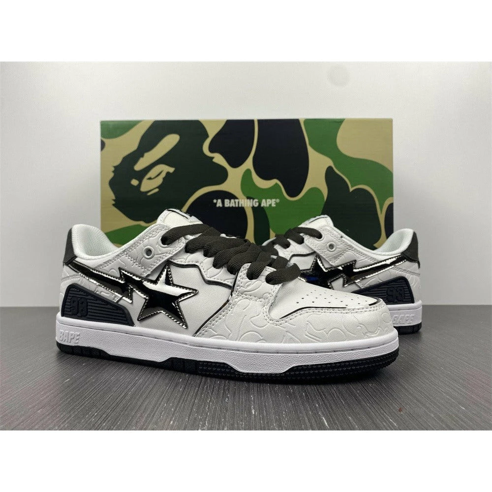 Bape Sta Low Top Sneakers ‘White Metallic Silver’