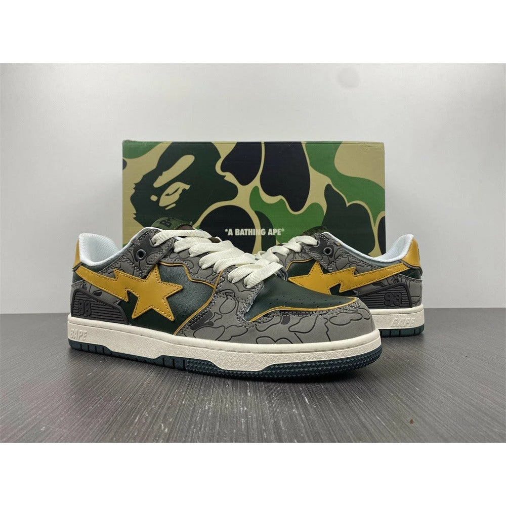 Bape Sta Low Top Sneakers ‘Grey Mustard Yellow’