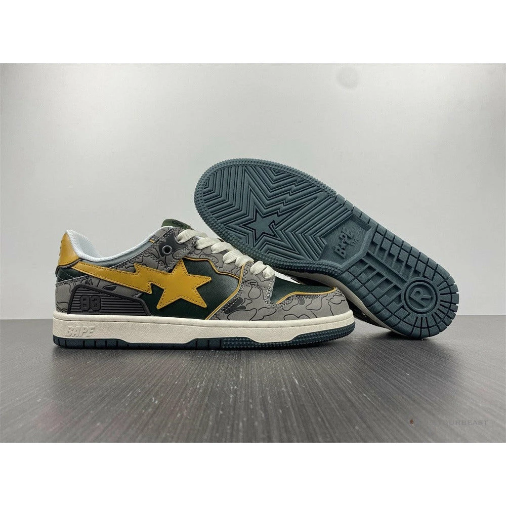 Bape Sta Low Top Sneakers ‘Grey Mustard Yellow’