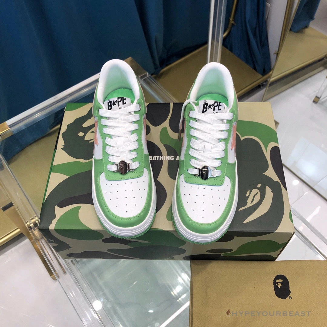 Bape Sta Low Top Sneakers Green Pink