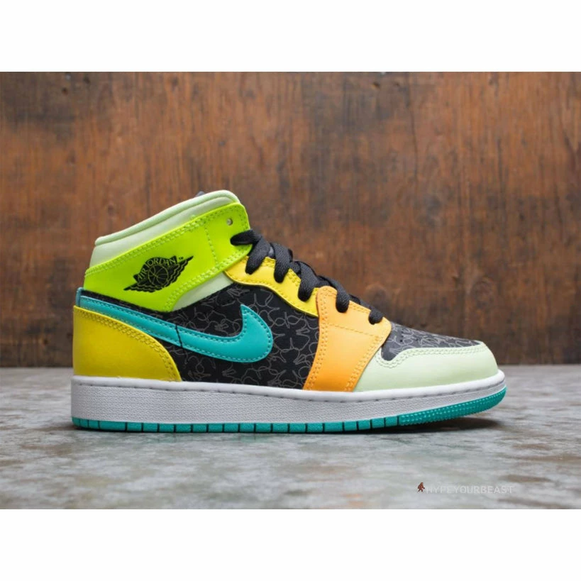 Air Jordan 1 Mid GS Aurora Green Optic-Yellow