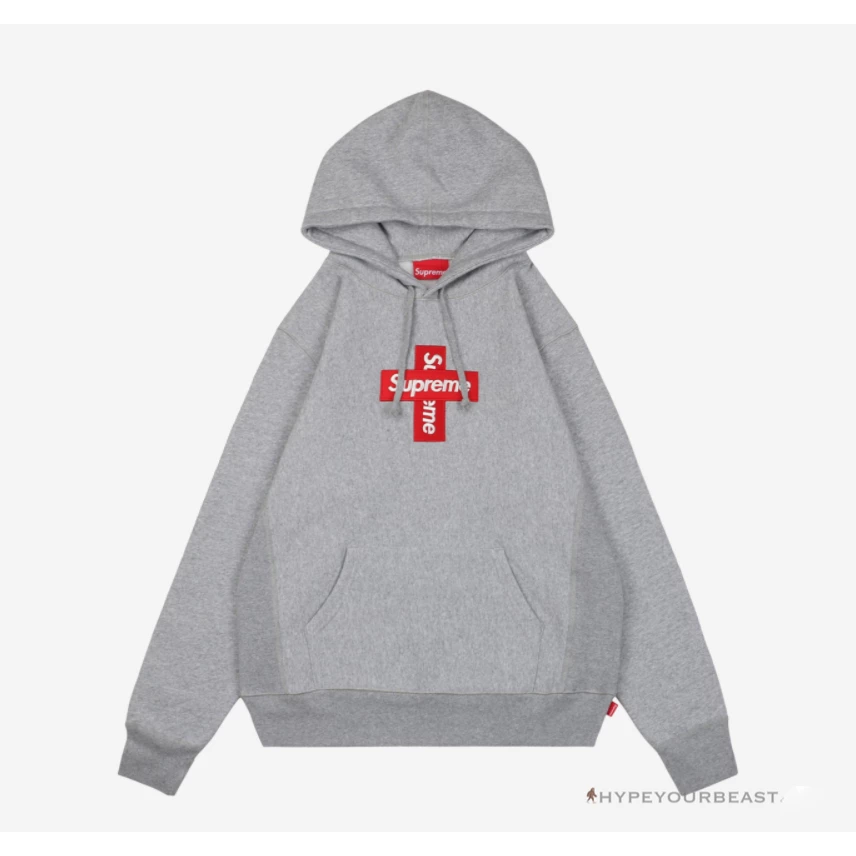 hypeyourbeast hoodies & jackets S*p*e cross box logo hoodie grey