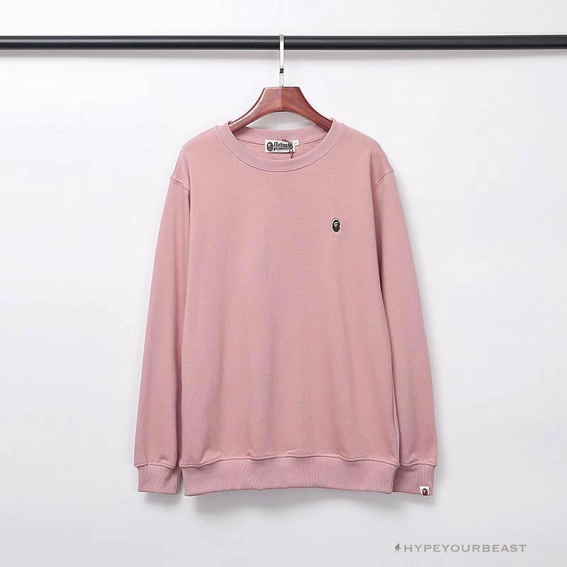 BAPE Classic Ape Head Embroidered Long Sleeve Shirt ‘PINK’ Clothes