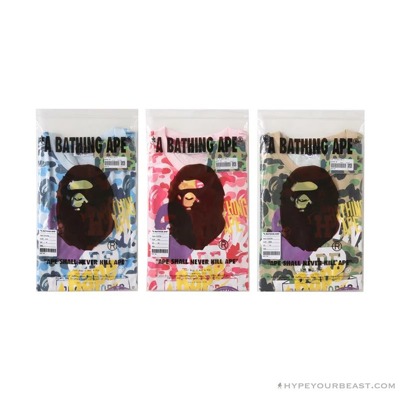 BAPE Ape Head Star Camouflage Shading Tee Shirt ‘PINK’ Clothes