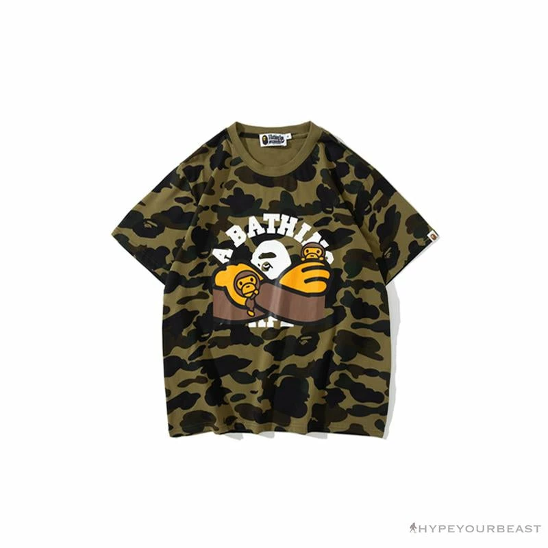BAPE KIDS Elbow Hug Gorilla Camouflage Tee Shirt ‘GREEN’