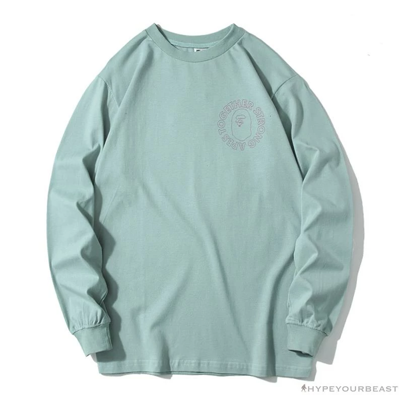 BAPE APES TOGETHER English Alphabet Ape Head Long Sleeve Shirt ‘MINT GREEN’ Clothes
