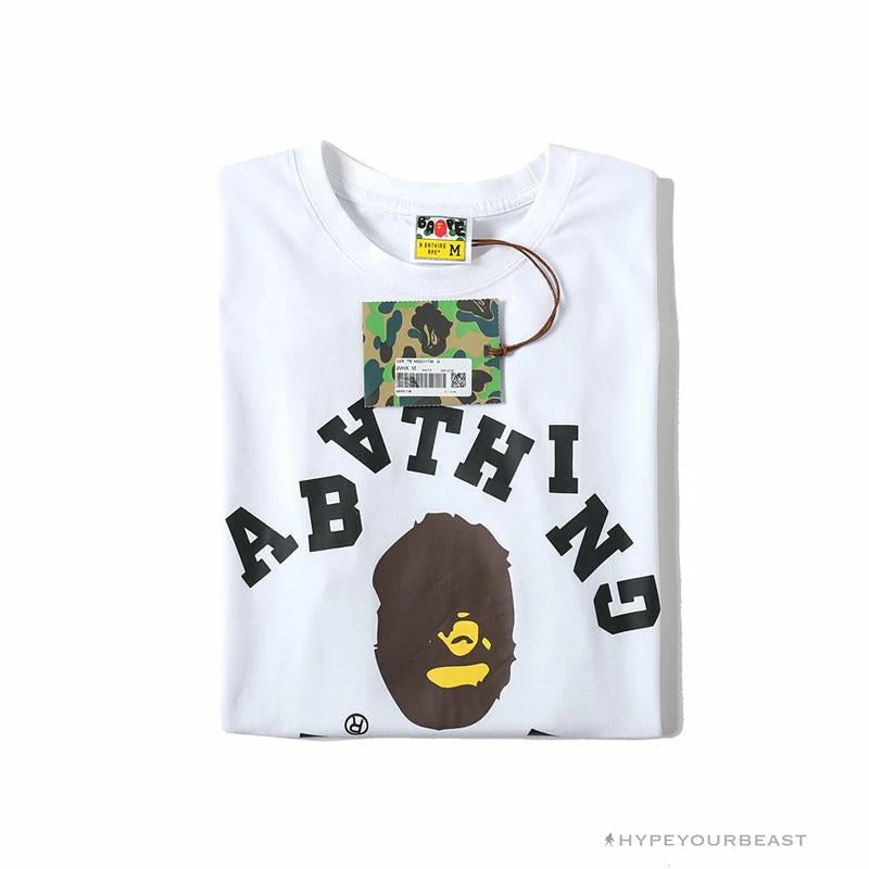 BAPE Messy Letters Upside Down Little Ape Head Tee Shirt ‘WHITE’