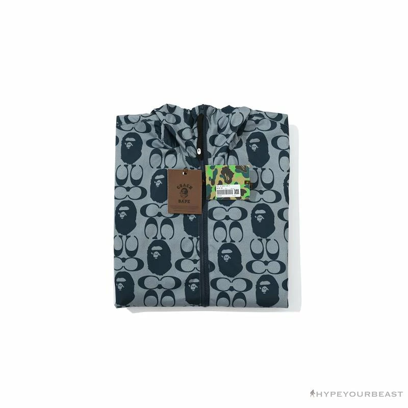 BAPE X COACH Co-Branded Grey-Blue Hoodie