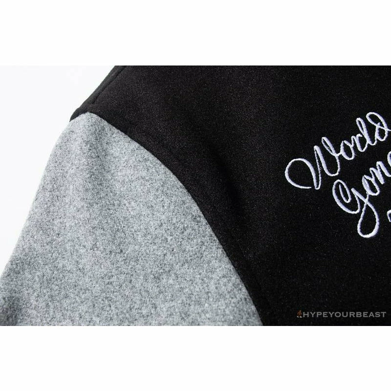 BAPE Embroidered STA Star Stitched Woolen Baseball Jacket ‘BLACK’