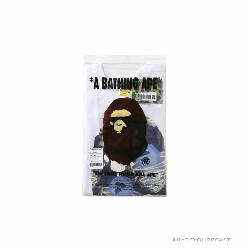 BAPE Blue Ape Head Green Storm Tee Shirt ‘WHITE’ Clothes