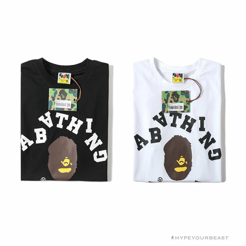 BAPE Messy Letters Upside Down Little Ape Head Tee Shirt ‘WHITE’
