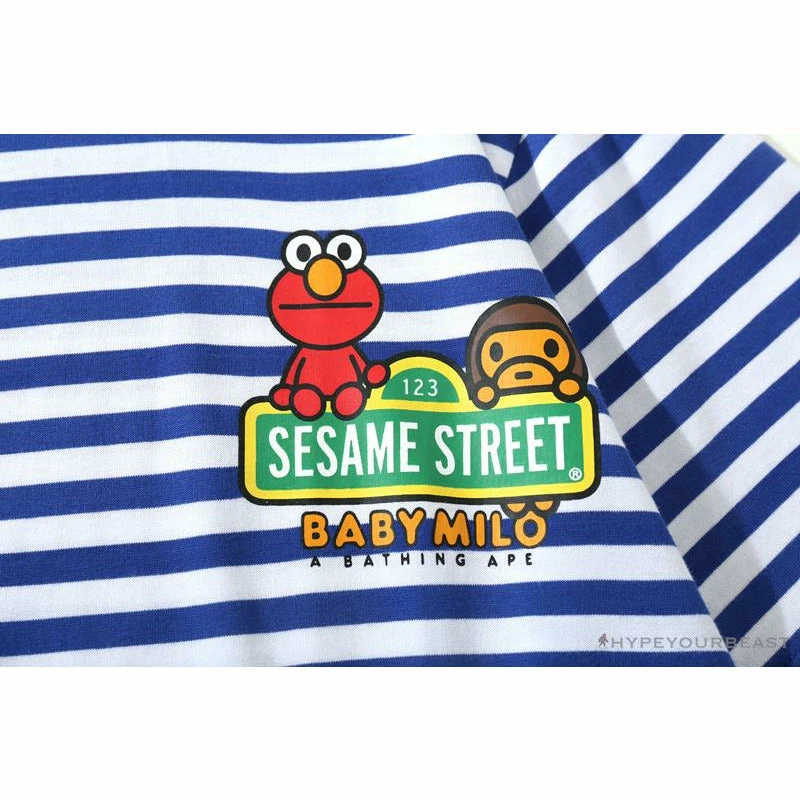 Clothes BAPE Baby Milo Sesame Street Striped Tee Shirt ‘BLUE’