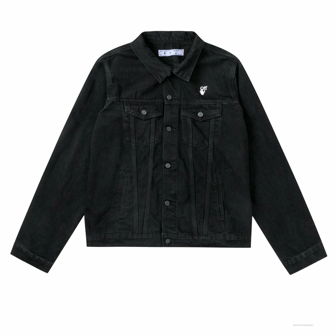 HypeYourBeast Off White Denim Black Jacket – White Hoodies & Jackets