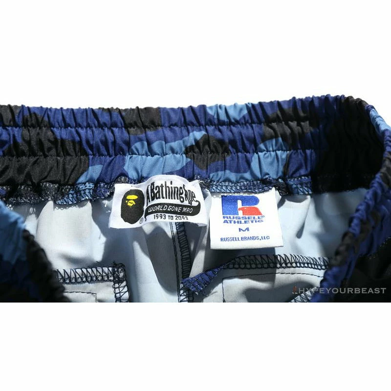 Clothes BAPE X RUSSELL ATHLETIC Drawstring Camouflage Pants ‘BLUE’