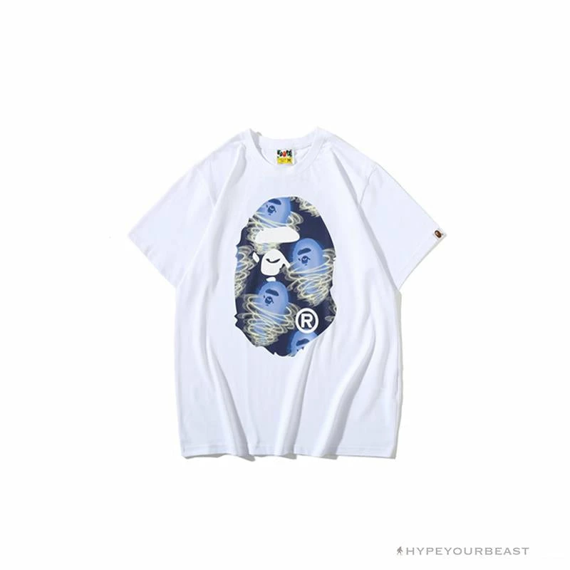 BAPE Blue Ape Head Green Storm Tee Shirt ‘WHITE’ Clothes