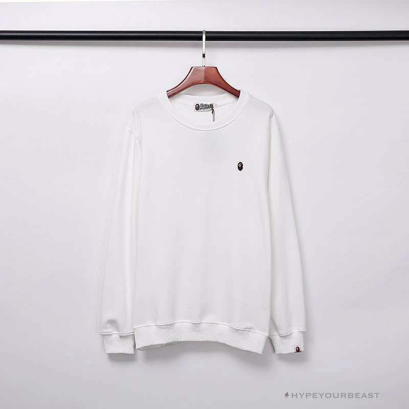 BAPE Classic Ape Head Embroidered Long Sleeve Shirt ‘WHITE’ Clothes