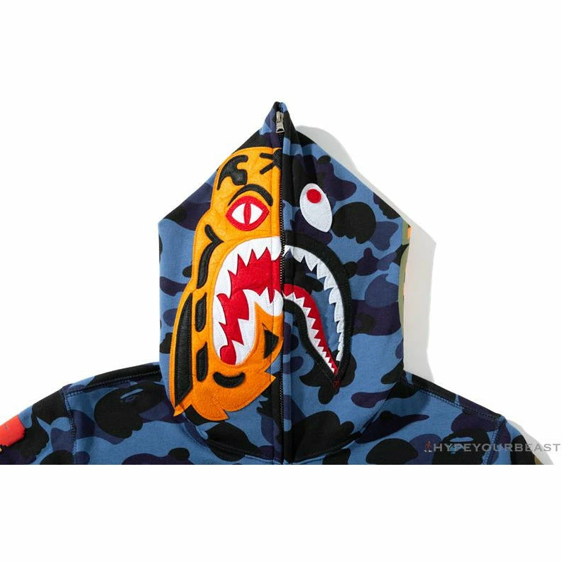 BAPE X Readymade Tiger Head Foam Camouflage Hoodie ‘BLUE’ Clothes