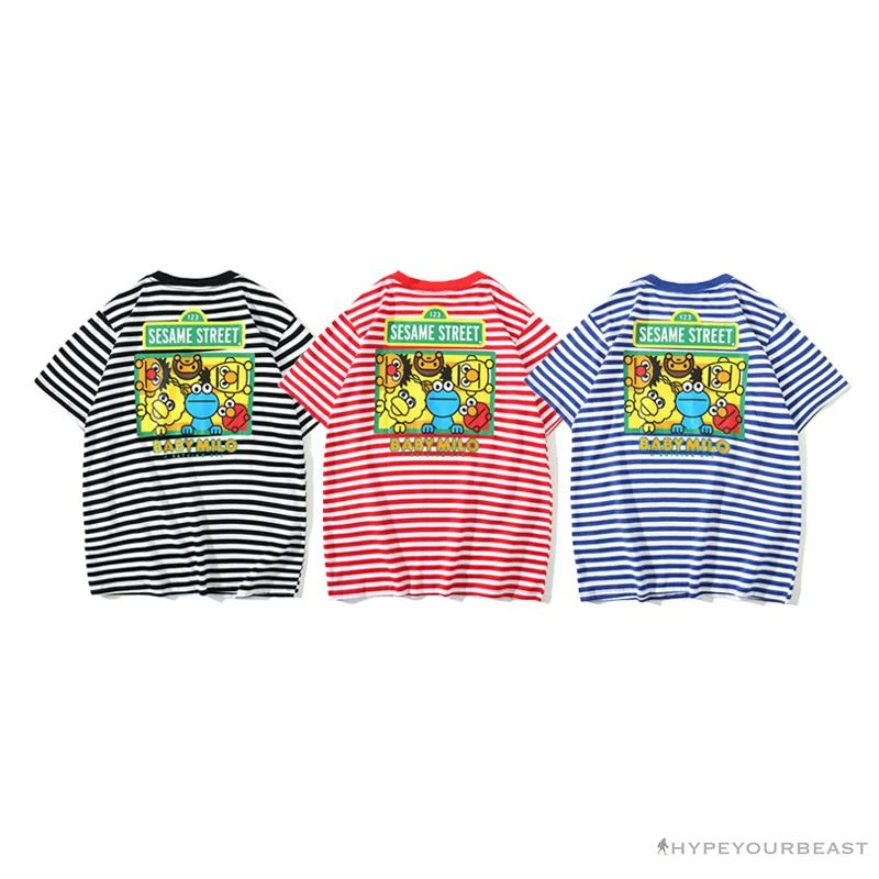 BAPE Baby Milo Sesame Street Striped Tee Shirt ‘RED’