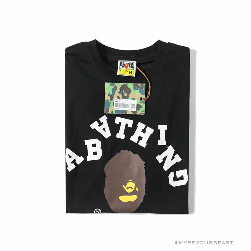 BAPE Messy Letters Upside Down Little Ape Head Tee Shirt ‘BLACK’