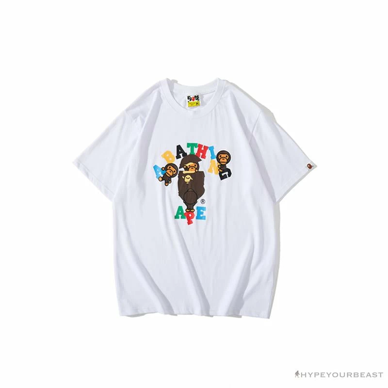 BAPE Baby Milo Color Letter Monkey Tee Shirt ‘WHITE’ Clothes
