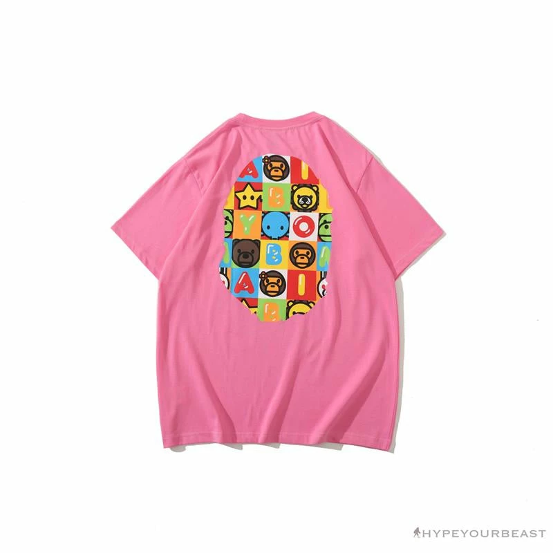 Clothes BAPE Baby Milo Color Square Ape Head Tee Shirt ‘PINK’
