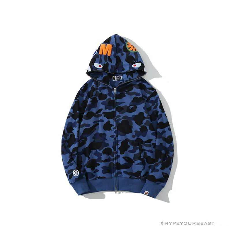 Clothes BAPE Camo Hoodie Shark Head ‘NAVY BLUE’