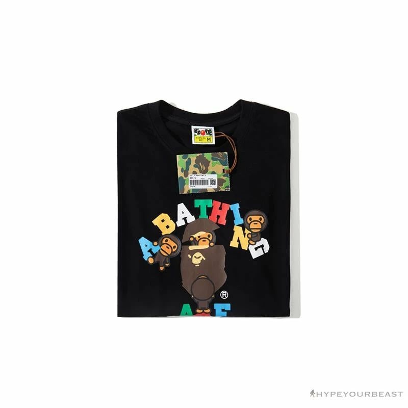 BAPE Baby Milo Color Letter Monkey Tee Shirt ‘BLACK’