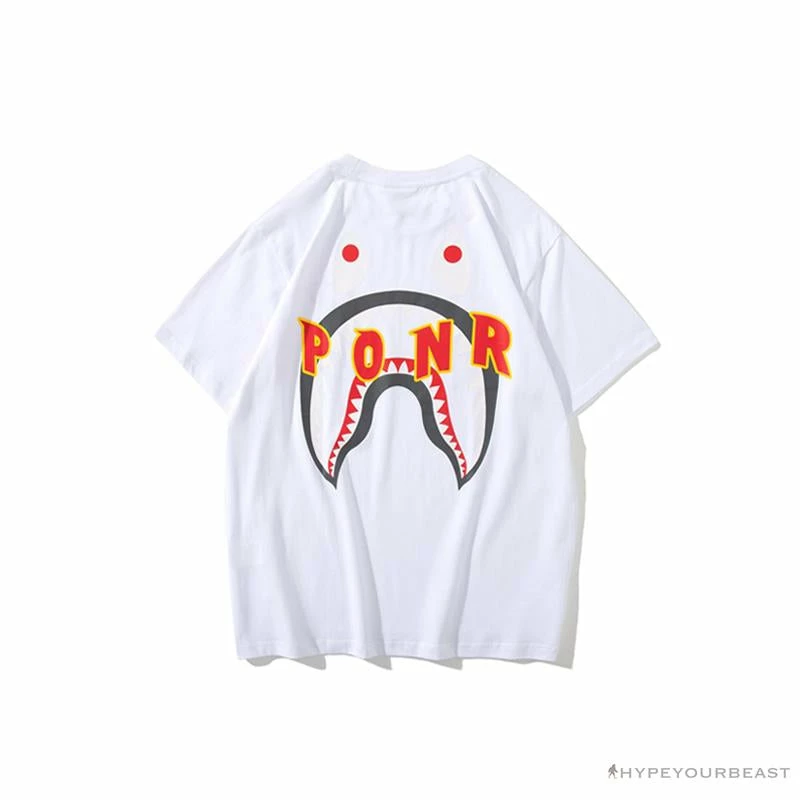 Clothes BAPE Shark Head PONR Tee Shirt ‘WHITE’
