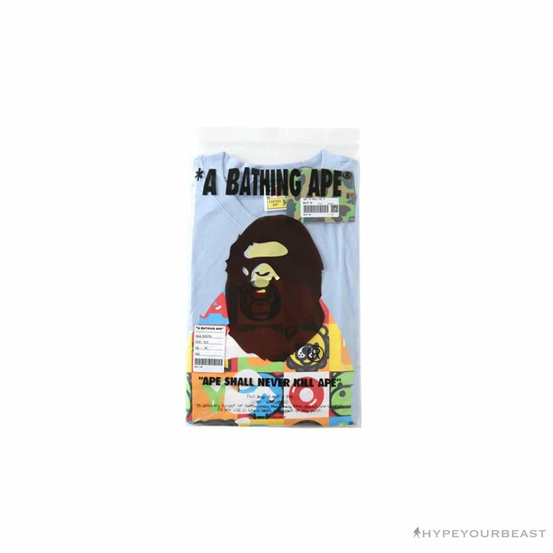BAPE Baby Milo Color Square Ape Head Tee Shirt ‘BLUE’ Clothes