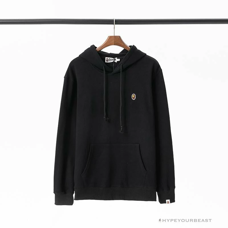 BAPE Classic Ape Head Embroidered Standard Cotton Terry Hoodie ‘BLACK’ Clothes