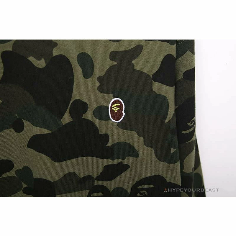 Clothes BAPE Classic Ape Head Embroidered Camouflage Long Sleeve Shirt ‘GREEN’